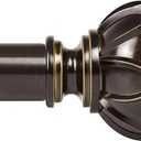 KAMANINA Single Curtain Rod 32 to 58 Inch(2.6-4.8Ft), 7/8 Inch Antique Bronze Adjustable Drapery Rod for Windows, Decorative Netted Texture End