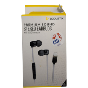 Acoustix Premium Sound Stereo Earbuds With Lightning USB C Connector
