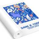 Ireer 24 Inch x 100ft Glossy White Permanent Vinyl Printable Adhesive Vinyl Roll Peel and Stick Sticker Paper for All Professional Inkjet Printers for Office DIY Factory Enterprise, 10 Mil Thick