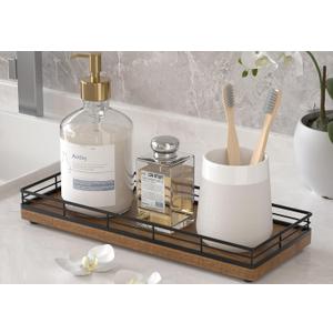 Acacia Wood Bathroom Vanity Tray, 11" L Small Countertop Tray for Dresser, Table, Kitchen Counter, Coffee Bar