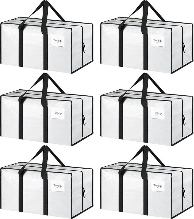 Pack Extra Heavy Duty Large Moving Bags with Strong Zipper, White
Comfortable Handles, Sturdy & Durable Clothes Storage Bags Totes Bins, Blue Packing Moving Boxes for College Supplies
