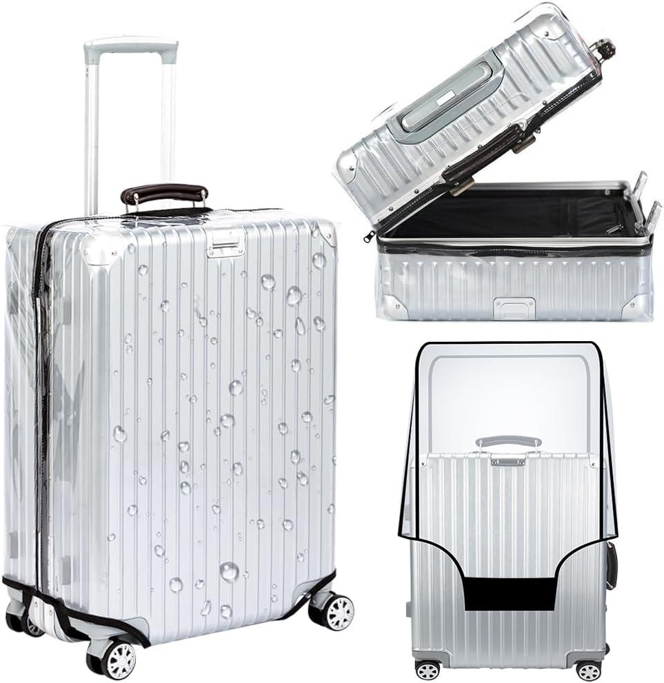 Veki Clear Suitcase Cover PVC Protector with Zip, Waterproof Transparent Luggage Cover Protective Bag, for Plastic Trolley Case Cover Protect Suitcases from Scratch for Travel Accessories