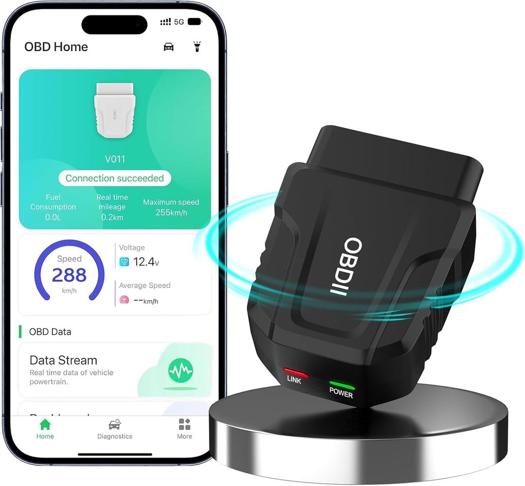 OBD2 Scanner Bluetooth 5.4 Car Auto Diagnostic Scan Tool for iOS iPhone Android Check Engine Light Reset Wireless OBD II Code Reader, ODB2 Performance Test Exclusive APP for All Vehicles After 1996 (Black& While)