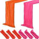 6 Pcs Pink and Orange Cheesecloth Table Runner Boho Gauze Cheese Cloth Runner 118" Rustic Table Decor for Sunset Party Wedding Bridal Baby Shower Birthday Thanksgiving Home Arbor Decor