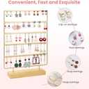 Jewelry Organizer, 5 Tiers Earring Organizer with 120 Holes for Storing and Displaying Earrings of Various Styles, Models and Sizes, Removable Wooden Base for Home and Store Use