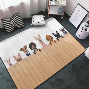 Washable Area Rugs Cover,Group Row Different Dogs Behind White Soft Large Floor Carpets Mats Non-Skid Rug for Boys Girls Room Living Room Bedroom Home Decor 3x5 Ft