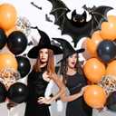 2 x Halloween Black Bat Balloons, 59 Inch Large Bat Foil Balloon For Halloween Party Supplies, Scary Birthday Decorations