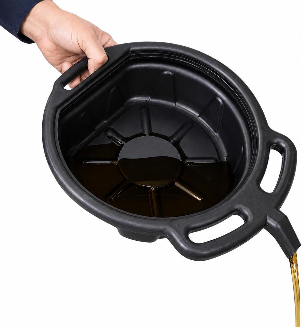 2 Gallon Oil Drain Pan, Black Plastic Anti Splash Oil Pans for Chang, Motor Oil Drip Catcher Pan Birthday Gifts for Men, Dad, Husband, Grandpa, Handyman, Him