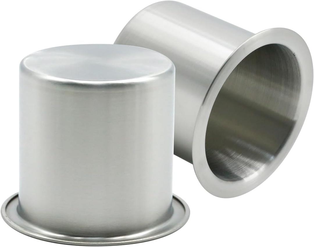 Anxingo 2 Pcs Stainless Steel Cup Holder, Silver Poker Table Drink Holder, Drop-in Cup Drink Holder for Yacht Boats RV Cars and Trucks