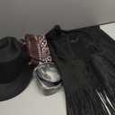 Hercicy Western Outfits for Women Cowgirl Tassel Sleeveless Vest Cowboy Hat Belt and Paisley Bandana for Halloween Dress Up (Large, Black)