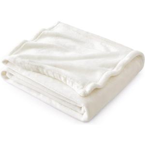 Bedsure Fleece Throw Blanket for Couch Cream - Lightweight Plush Fuzzy Cozy Soft Blankets and Throws for Sofa, 50x60 inches