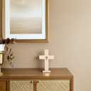 Garneck 10pcs Wooden Crosses for Crafts 6.6inch Unfinished Standing Crosses with Bases Tabletop Small Religious Crucifix Ornaments Catholic Baptism Centerpiece DIY Craft Supplies