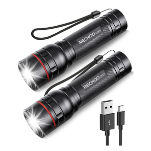 RECHOO Rechargeable Flashlights High Lumens, 2 Pack G1000 Super Bright Flash Light, Small Led Tactical Flashlight with 3 Lighting Modes, Portable Flashlights for Camping Home (Battery Included)