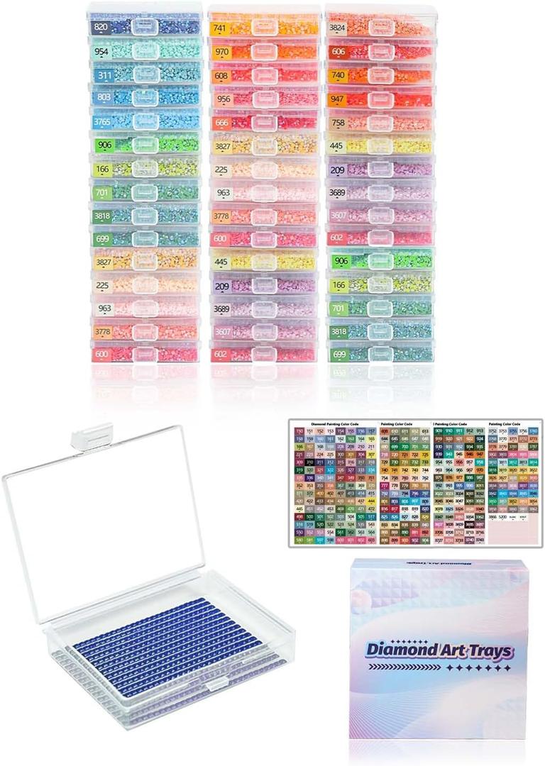 YBUTVY Diamond Art Trays with Lids, 45PCS Diamond Painting Trays with Lids  Diamond Art Storage, Gift Box Diamond Painting Accessories for Diamond Art Beads