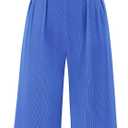 PRETTYGARDEN Womens Summer Jumpsuits Dressy Casual Crew Neck Rib Knit One Piece Outfits Ruffle Cap Sleeves Romper(Brilliant Blue,Large)