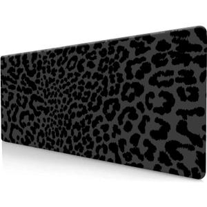 Large Gaming Mouse Pad, Computer Mouse Mat, Funny Desk Pad Protector Decoration, Big Cute Desk Pad, Non-Slip Base 31.5 x 11.8 in Luxury Black Leopard