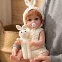 Cloveray 20-Inch Cute Reborn Baby Doll, Big Eyes Realistic Newborn Baby Doll with Hand-Rooted Hair, Full-Body Vinyl Baby Dolls for 3+ Ages, Gifts, Collect