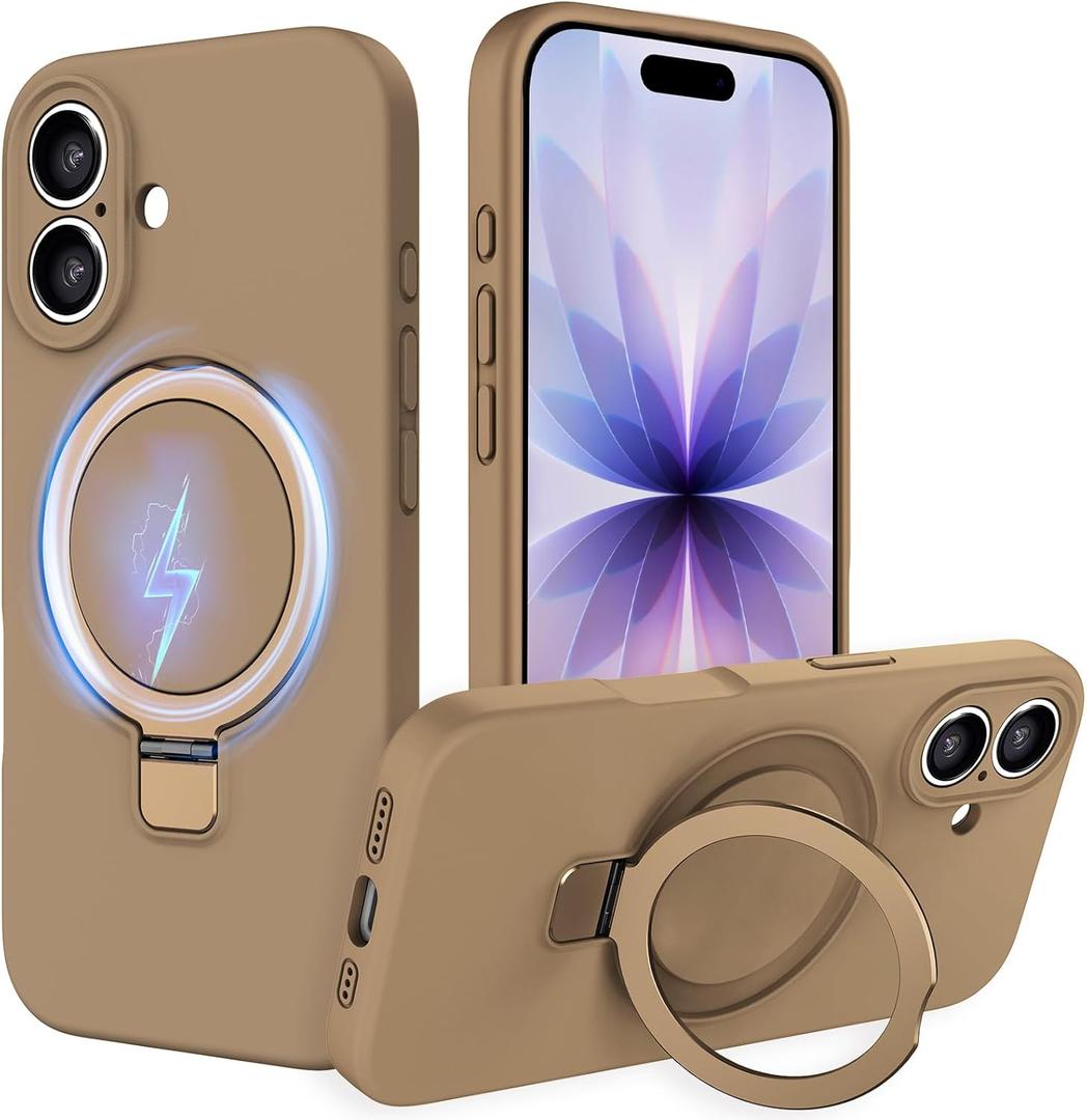 IYH Magnetic Case for iPhone 17 6.3" with Invisible Stand [16FT Military Protection] Liquid Silicone Cover, Gold