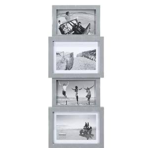 Malden 4-Opening 4" x 6" / 5" x 7" Gray Panel Collage Picture Frame