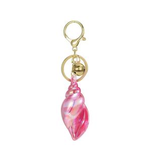 YUHUANLAN Iridescent Acrylic Conch Keychain Seashell Keyring for Women Men 6 Color Options Unique Beach Gift Key Chain (blue)