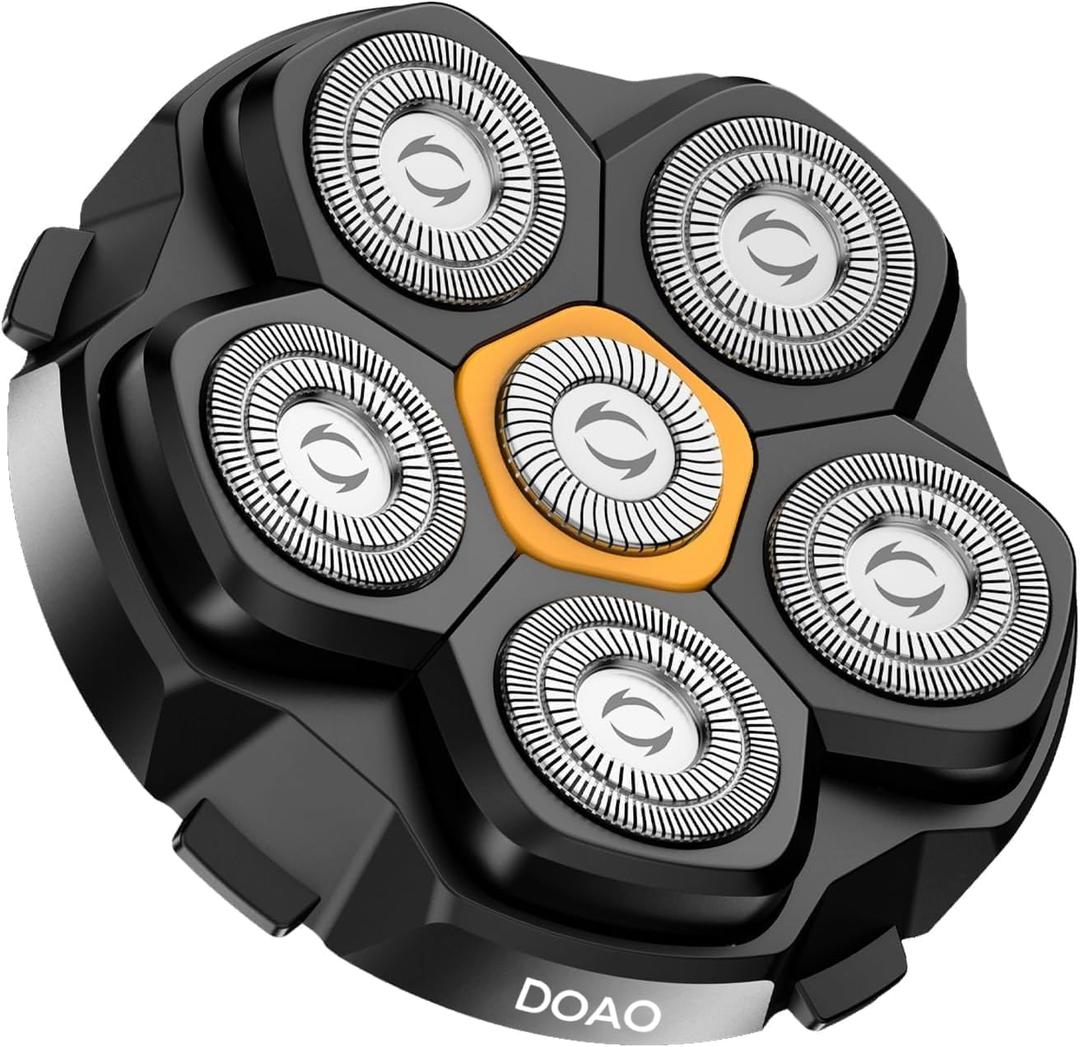Replacement Head for Men's Shaver, DOAO Flexible 6D Electric Shaving Head, Waterproof and Cordless with Magnetic Blade for Bald Men (A6 Head)