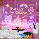 Led Drawing Board with 8 Colors, 13.8"x10" Acrylic Dry Erase Board with 14 Marker Pens, Glow Doodle Board as Birthday & Christmas Gifts for Teen Girls & Boys