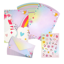 92 Piece Unicorn Stationery Set for Kids, Girls, with 60 Stationery Sheets, 30 Envelopes, Pocket Folder, Sticker Sheet (7.25 x 10.2 In)