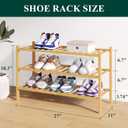 Smiry Bamboo Shoe Rack for Closet, 3 Tier Wooden Stackable Shoe Organizer, Free Standing Shoes Storage Shelf for Entryway, Front Door Entrance, Natural