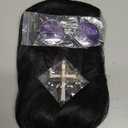 morvally Long Black Straight 80s Heavy Metal Rocker Wig for Men - Center Parting Natural Synthetic Hair Wigs Including Cross Necklace and Glasses for Halloween Costume (Black)