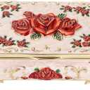 Hipiwe Vintage Metal Jewelry Box Small Treasure Chest Case Trinket Organizer Earrings Necklace Bracelet Storage Box Ring Box Holder Keepsake Box for Women (Beige)