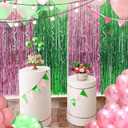 4 x Witch Party Decorations 2-Pack - Pink & Green Foil Fringe Backdrop Curtains + Photo Booth Props Kit for Halloween Birthday, Themed Streamers Backdrop Supplies (6.6 x 6.6 ft)