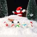 50pcs Snowman Miniatures, Tiny Snowman Ornaments, Mini Christmas Statues for DIY Micro Landscape Crafts, Xmas Home Party Decoration
