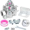 12-804 Adjustable Fuel Pressure Regulator with Gauge, Compatible with Holley and Edelbrock Carburetors, 1-4 PSI, 3/8" NPT, 1-in 2-Out