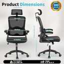Ergonomic Office Chair,Mesh Office Chair with Lumbar Support,High Back Desk Chair with Flip-up Arms,400 lbs Big and Tall Computer Chair with Headrest,Comfy Desk Chairs, Standard
