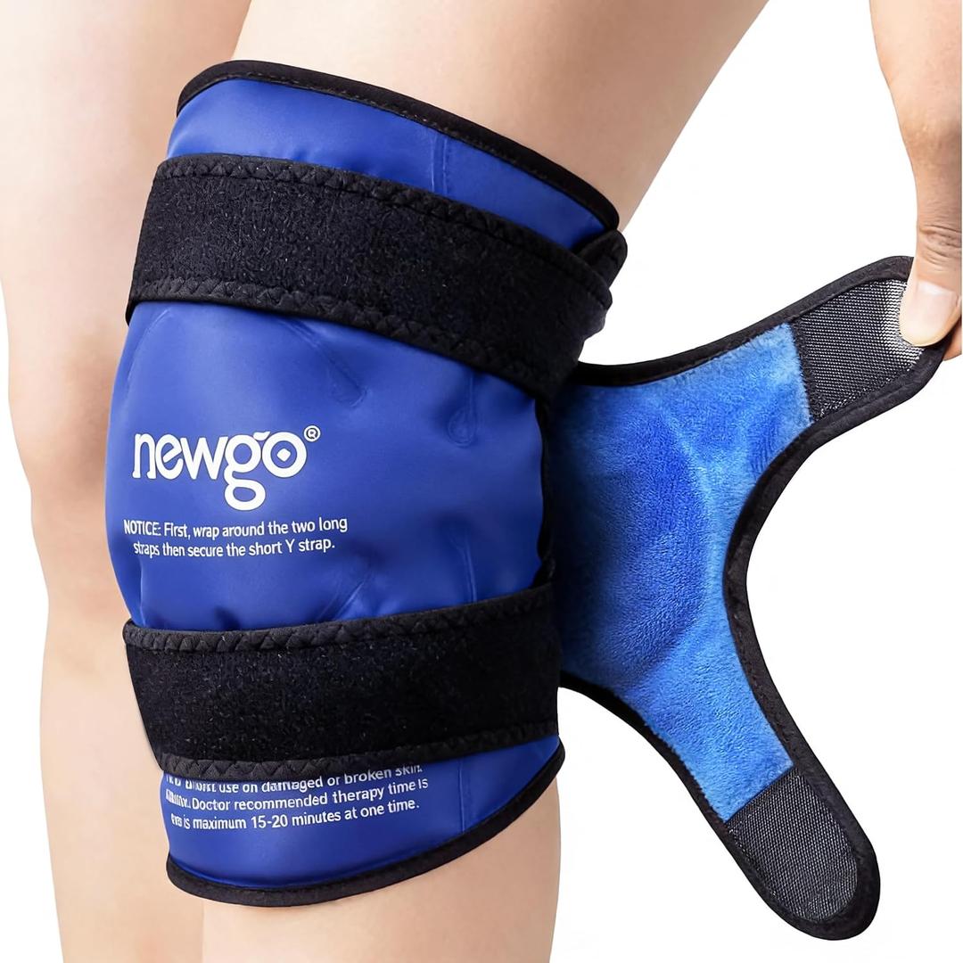 NEWGO Knee Ice Pack Wrap, Ice Pack for Knees Cold Compression Therapy for Knee Replacement Surgery, Arthritis Pain, ACL, Swelling, Sports Injuries (21.7" x 9.8") - Blue