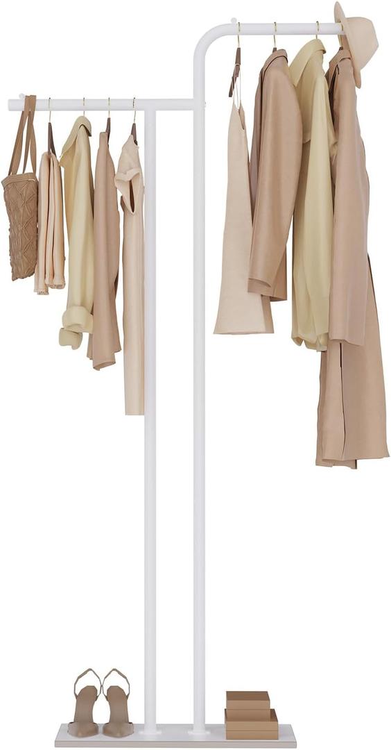 Metal Coat Rack Freestanding, Coat Hanger Stand with Rock Slab Base, Sturdy Clothes Rack, Modern Garment Rack, for Bedroom, Hallway, Entryway, 70.9 Inches High, White, GYJ201W