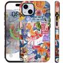 Compatible for iPhone 14 Plus Case Vintage Blue Collage Y2K European Summer Flowers Bow Cute Aethetic [Compatible with Magsafe] Rugge 2-in-1 Layer Shockproof Anti-scratch Phone Case for iPhone 14 Plus