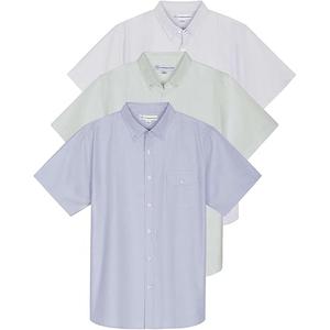 Real Essentials 2 Pack Men's Short-Sleeve Oxford Solid Button Down Collar Casual Shirts with Pocket (Available in Big & Tall) XXL