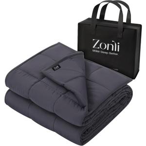 ZonLi Weighted Blanket for Adults (60"x80", 22lbs, Dark Grey) Queen Size High Breathability Cooling Heavy Blanket, Soft Material with Premium Glass Beads, All-Season, Easy Care