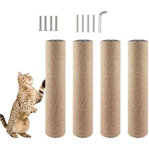 MUYG 4 Pcs Cat Scratching Post Replacement for Indoor 15.7 x 3.1 Inches Cats Tree Replacement Parts Natural Jute Pole Part Cat Scratch Posts Refill with M8 Screws Spare Cat Furniture Accessories