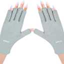 AIRSEE UV Gloves for Nail Lamp,Professional UPF50+ UV Protection Gloves for Manicures Nail Art,Fingerless Gloves That Shield Skin from The Sun and Nail Lamp (Mint Green)