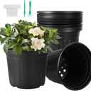 24 Pack 3 Gallon Nursery Pots, Thickened Soft Black Plastic Plant Pots with 24Pcs Waterproof Plastic T-Type Plant Tags and 2Pcs/Set Transplanting Digging Mini Tools