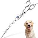ULG Curved Dog Shears for Grooming, 7 Inch Professional Curved Dog Grooming Scissors for Trimming and Cutting, 440C Stainless Steel Pet Hair Scissors