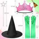 Witch Hat Princess Crown Costume Accessories Set Wizard Hats Green Gloves Princess Crowns Glitter Star Wands