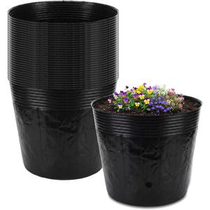 30 Pcs 5 Gallon Nursery Bags 13.8 Inch Thicken Soft Plastic Seedling Pots Seed Plant Bags with Drainage Holes for Large Flowers Trees Vegetables Indoor Outdoor Women Gardening Gifts, Black