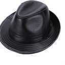 Sheepskin Leather hat Classic Cowboy Fedora Hat (Medium, Black)