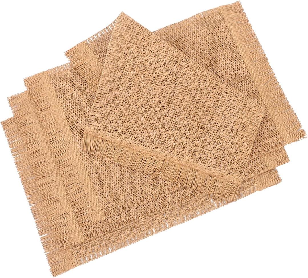 Zerodeko 4pcs Vintage Tassel Coasters for Drinks Heat Resistant Table Mats Timeless Farmhouse Decor for Dining Room for Family Meals and Gatherings