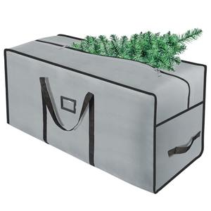 EMOMAS 7.5 Ft Heavy Duty Christmas Tree Storage Bag - Waterproof 600D Oxford Fabric, Reinforced Handles, Dual Zippers & Wide Opening. Christmas Tree Box Solve Post - Holiday Storage Hassles (Grey）