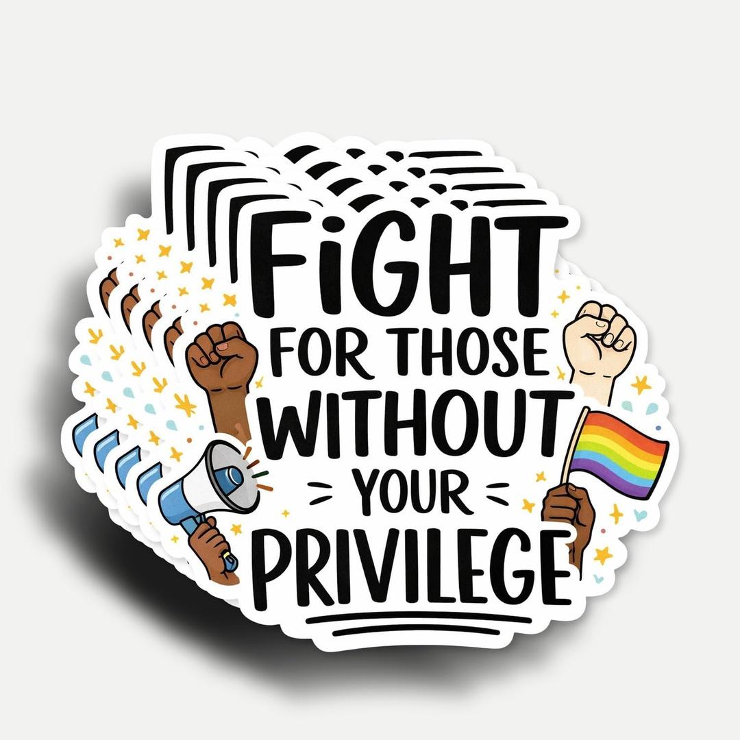 10 x (5Pcs) Fight for Those Without Your Privilege Stickers 3 Inch, Funny Sayings Quotes Inspirational Phrase Decal Gift, Waterproof Vinyl Decal for Laptop, Water Bottles, Car, Phone