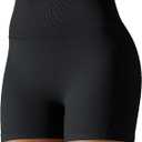 High Waisted Biker Shorts for Women-5" Tummy Control Fitness Athletic Workout Running Yoga Gym Shorts(Black, Large-X-Large)